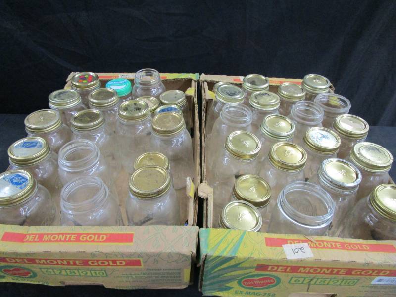 lot 65 image: 37 various, mason, ball and kerrcanning  jars