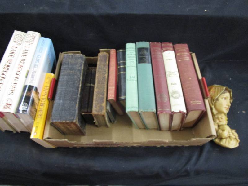 lot 105 image: Old Books and some look german and the statue wall hanger