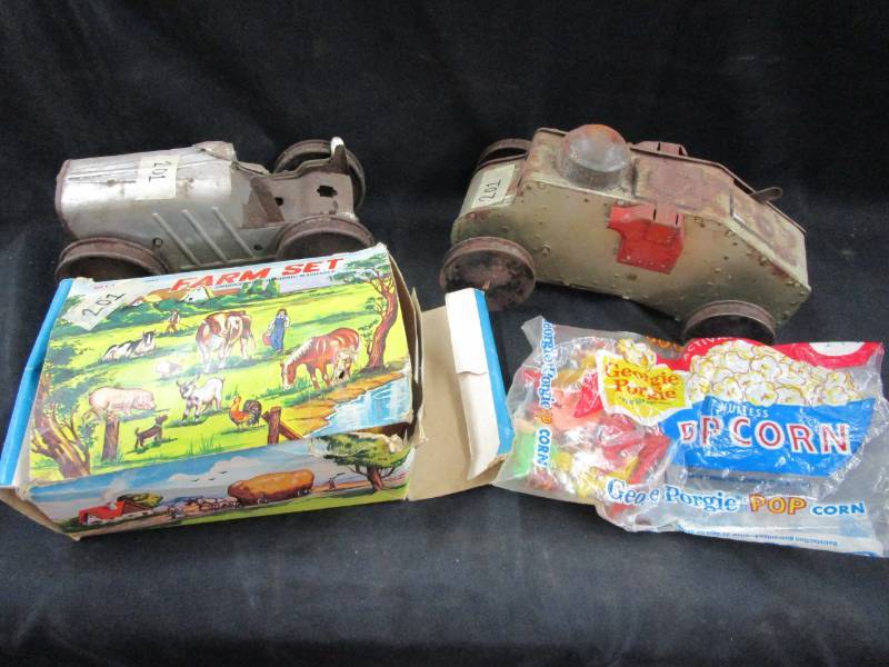 lot 107 image: Old Antique wind up toys need TLC and Farm Set