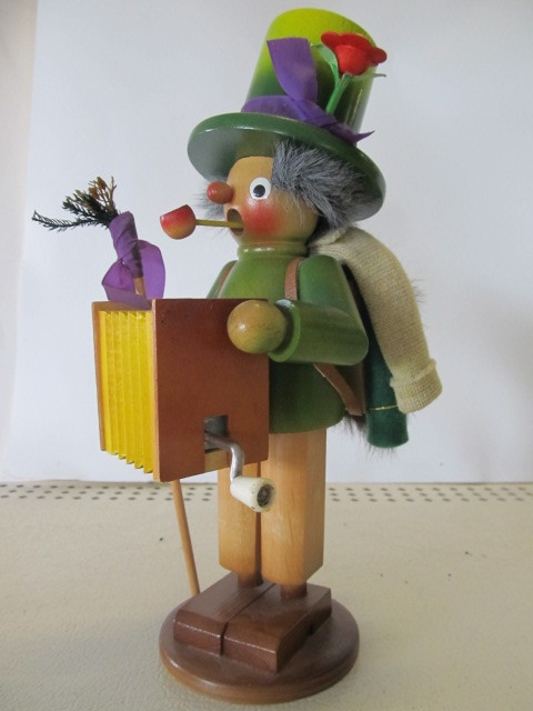 lot 68 image: Vintage German Wooden Smoker Doll wSqueezebox 