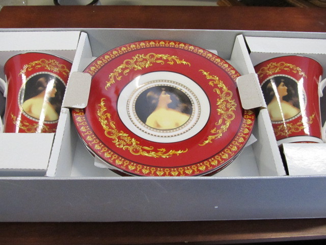 lot 72 image: Mint In Box 4-Piece Fine Porcelain Portrait Tea Set