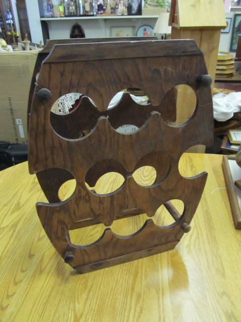lot 107 image: Vintage Studded Wooden Wine Rack
