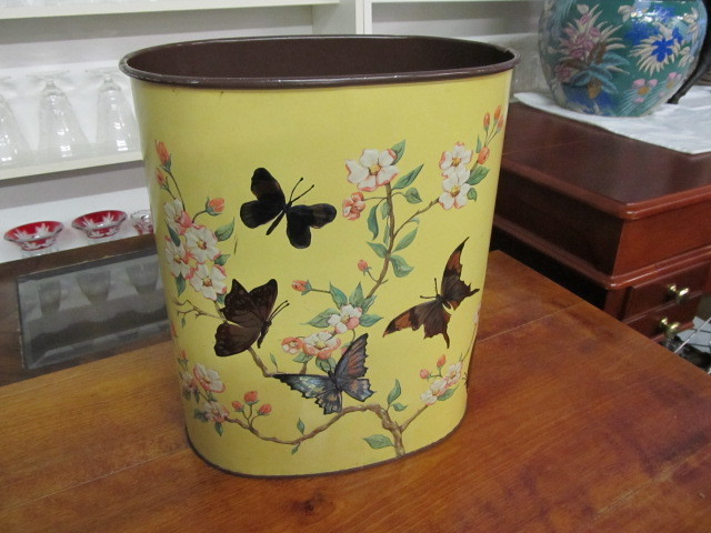 lot 125 image: Vintage Metal Butterfly Trash Can