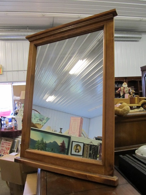 lot 128 image: Large Solid Wood DresserWall Mirror