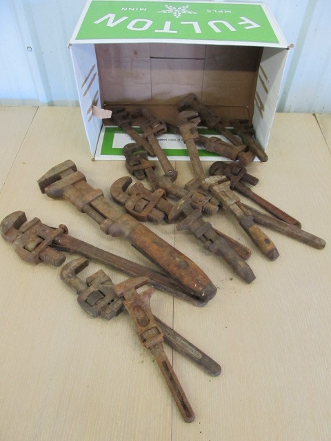 lot 158 image: Large Lot of Antique Pipe Wrenches