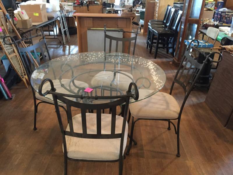 lot 2 image: Glass Top Table & 4 Chairs