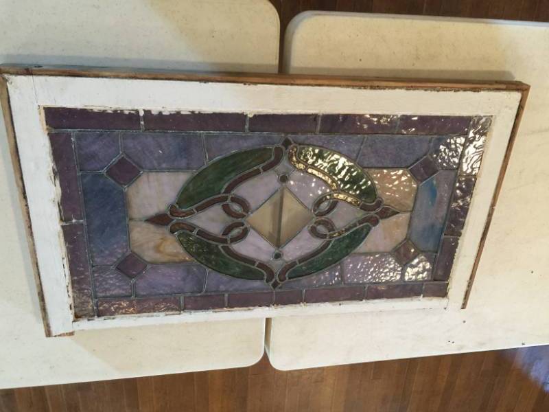 lot 121 image: Vintage Stained Glass Window Frame