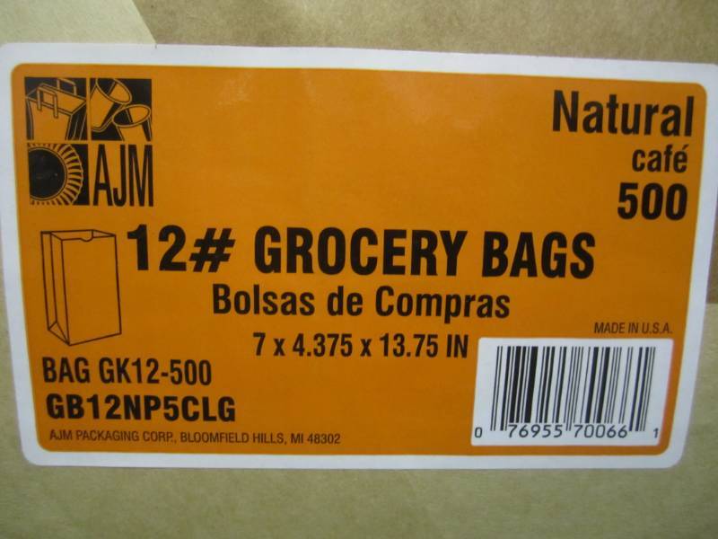1000 AJM 12# Grocery Bags Natural 2...