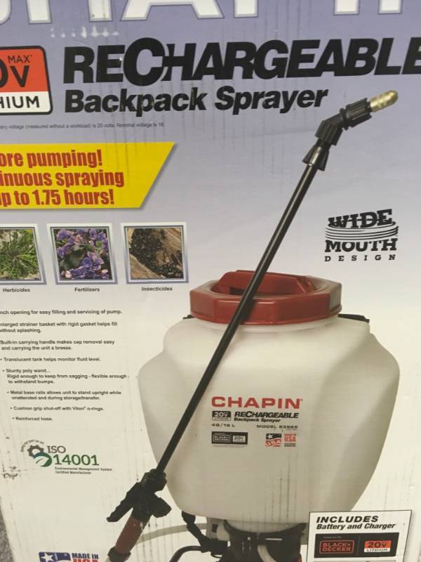 Chapin 4 Gal. Rechargeable 20-Volt Lithium-Ion Battery Powered Backpack Sprayer not used