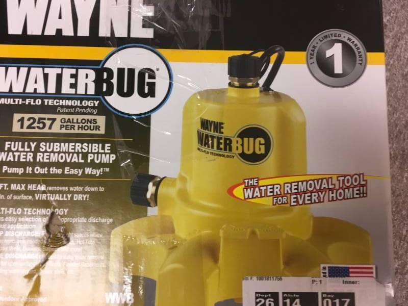Wayne WaterBug submersible water removal pump open box in good condition