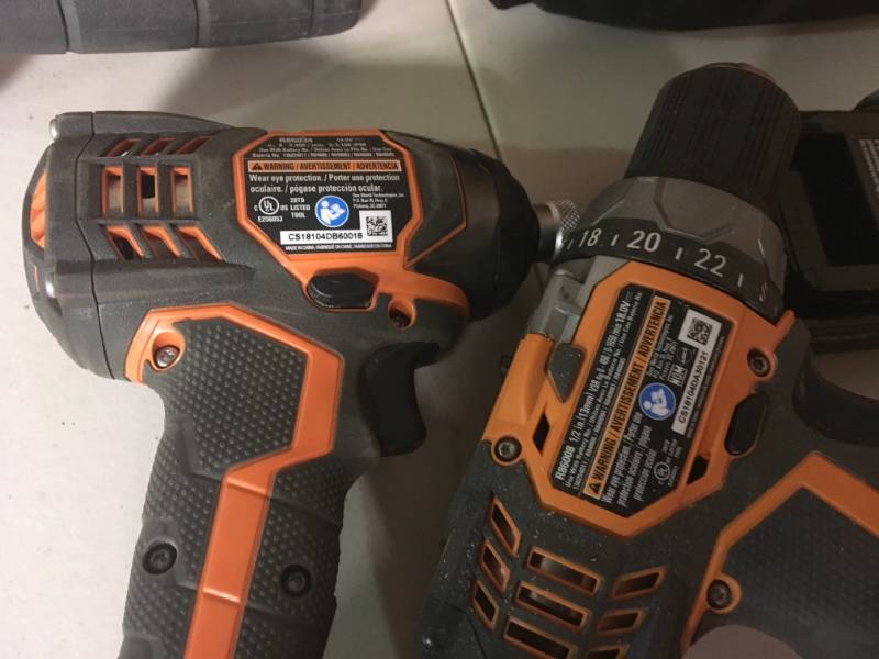 Ridgid 18-Volt Lithium-Ion 12 in. Cordless Compact DrillDriver and Impact Driver with 1 battery and charger used in working condition