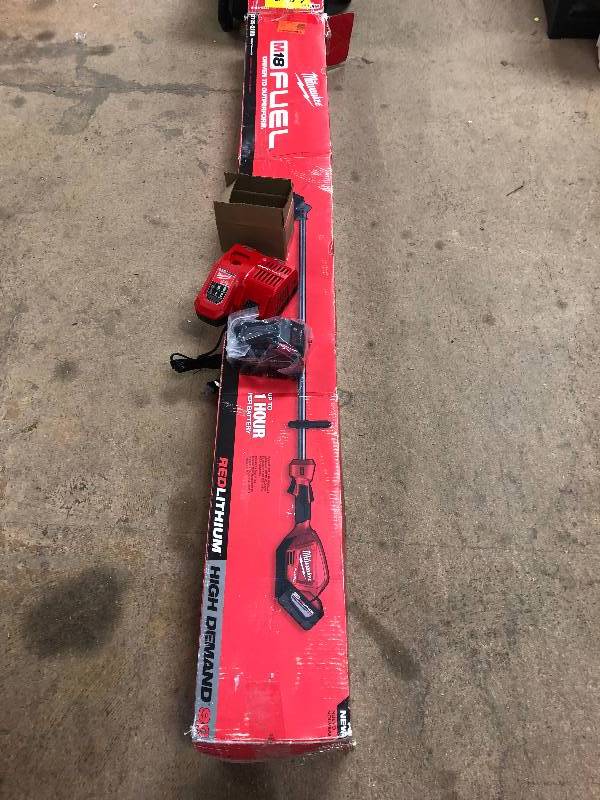 MILWAUKEE  M18 FUEL 18-Volt Lithium-Ion Brushless Cordless String Trimmer 9.0Ah Battery Kit with Extra M18 5.0 AH Battery in like new working conditions