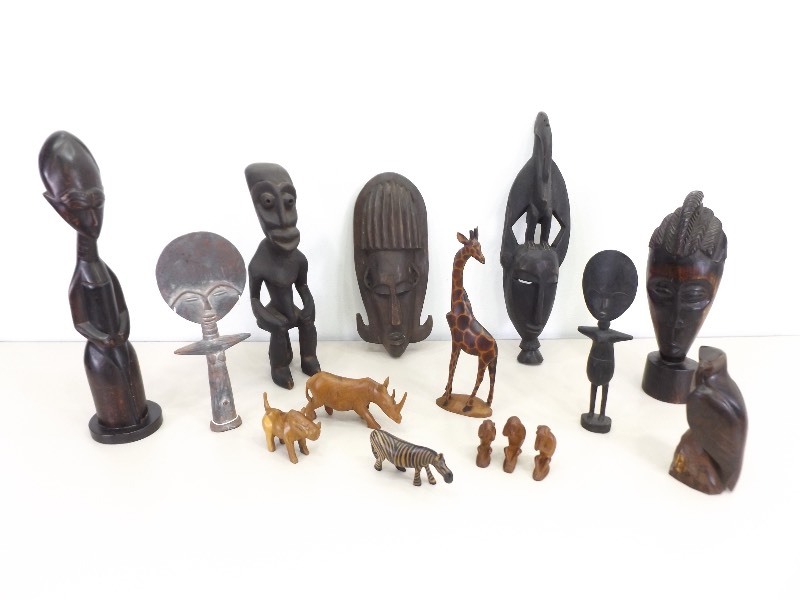 lot 65 image: Large Lot of African etc. Carved Wood Sculptures
