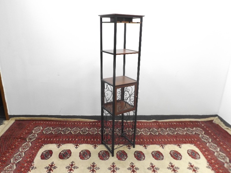 lot 54 image: Tall Metal and Wood Wine Rack
