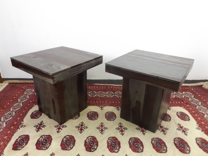 lot 32 image: Grayson Sheesham&nbspBarn Wood Style End Tables