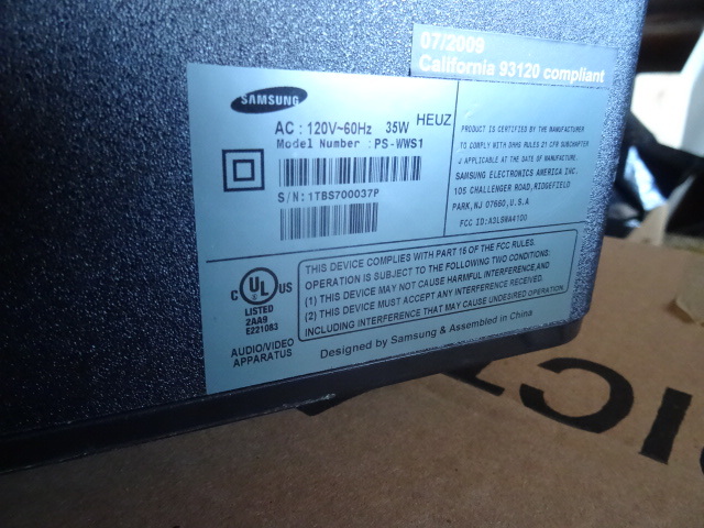 lot 6 image: Samsung powered subwoofer. PSWWS-1...