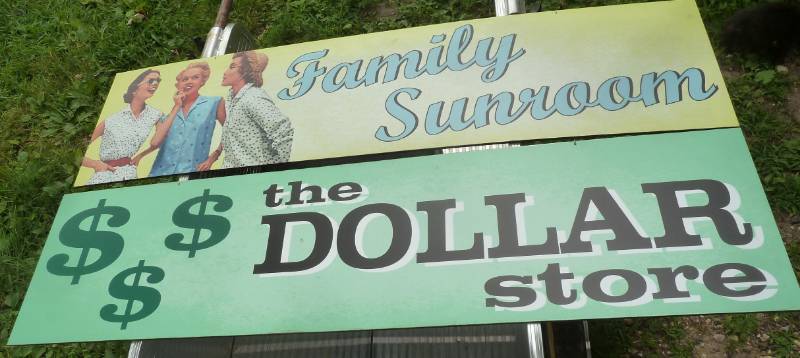 lot 23 image: 2 vintage store signs - 4 feet long, very good condition