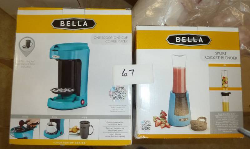 lot 67 image: Bella rocket blender and single cup coffee maker, both new