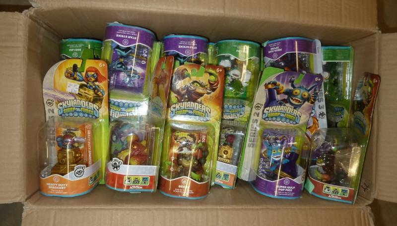 lot 72 image: box of approx 60 Skylander toys