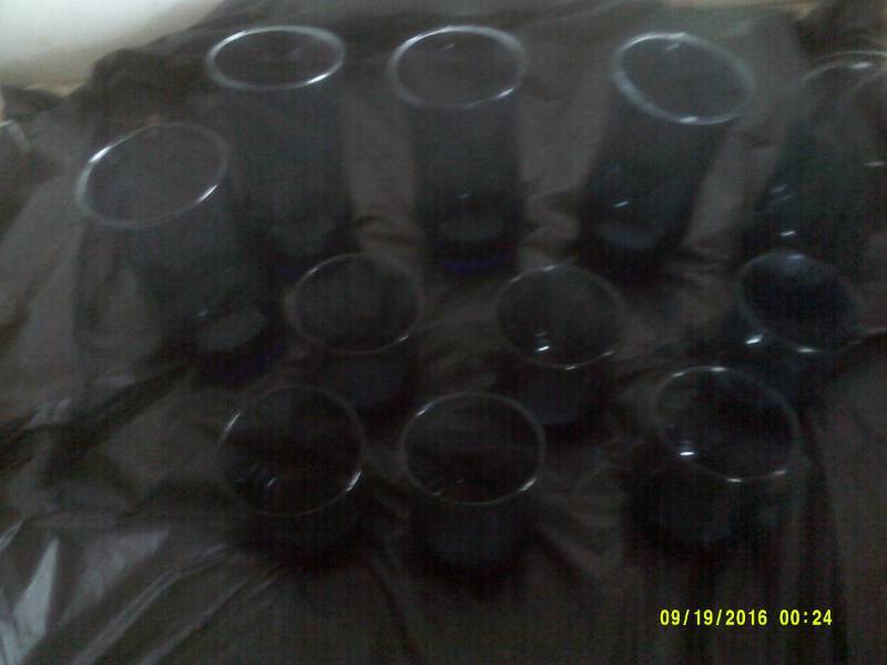 lot 9 image: 11 PC COBALT BLUE GLASS SET
