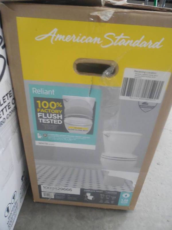 lot 61 image: American Standard Reliant 2-piece 1.28 GPF Single Flush Round Toilet in White with Slow Close Seat