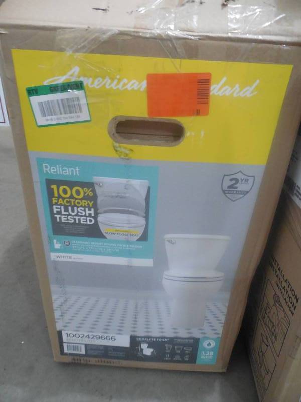 lot 57 image: American Standard Reliant 2-piece 1.28 GPF Single Flush Round Toilet in White with Slow Close Seat