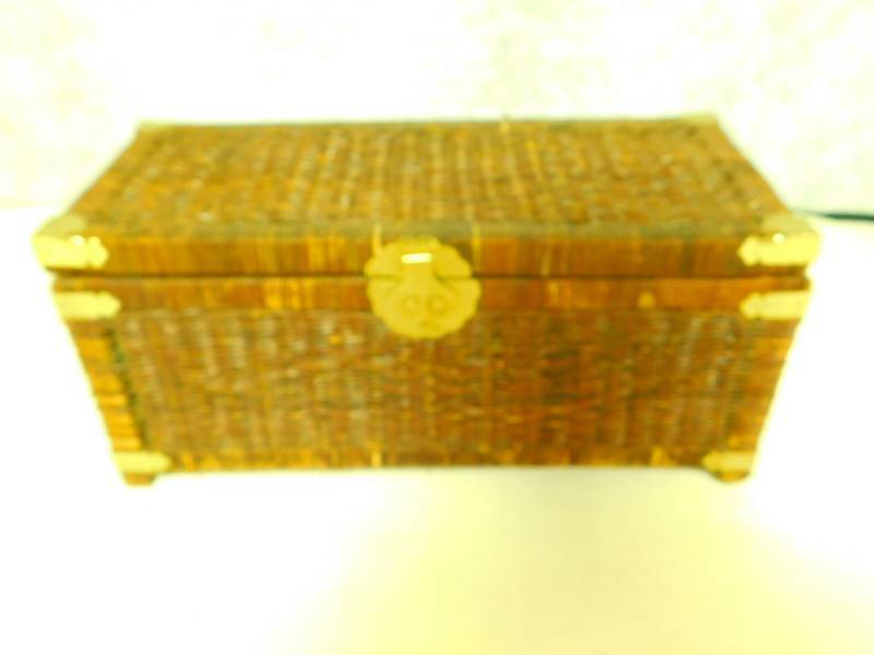 lot 4 image: Wicker Storage ChestHandles On Each Side---28  Length  x  12 Width  x  11  Depth