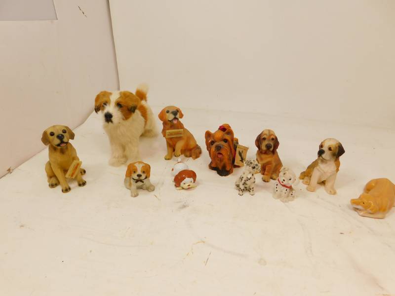 lot 72 image: Ten Dog Figurines & One Furry Dog