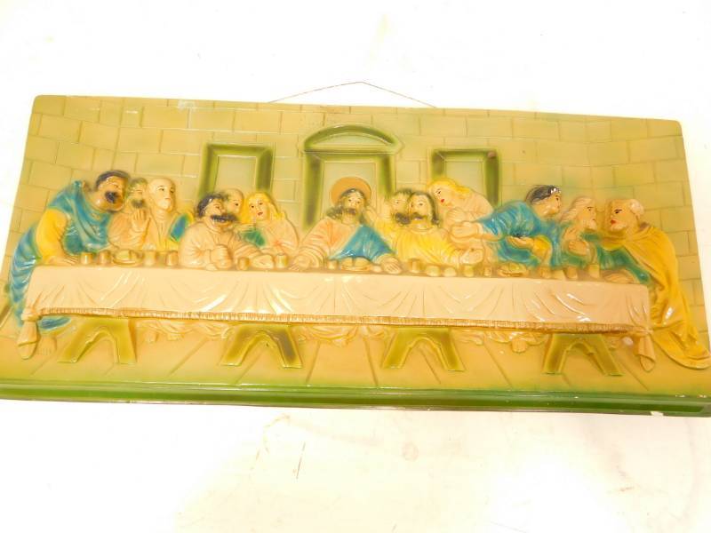 lot 76 image: Vintage Heavy Last Supper Picture ---1944