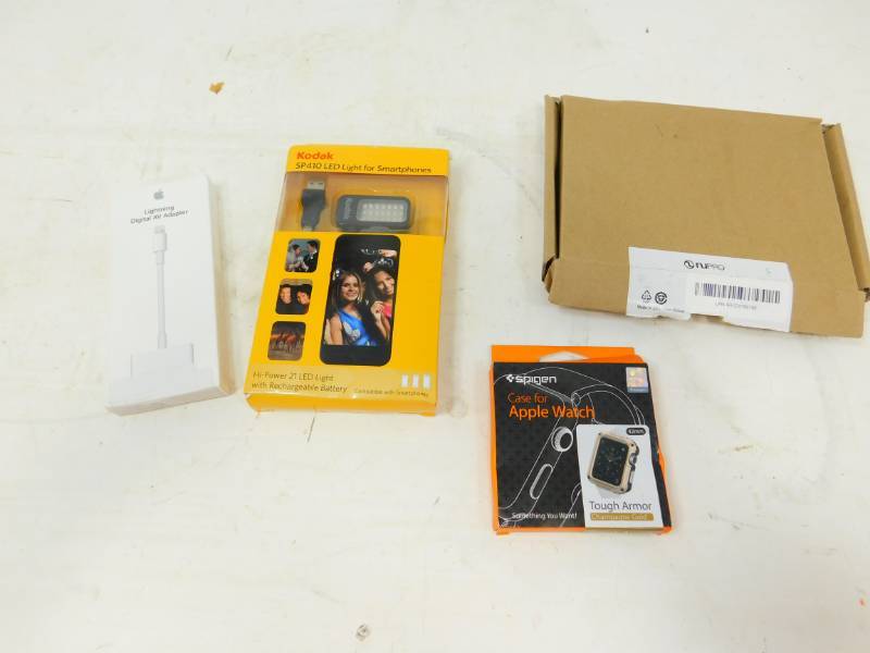 lot 90 image: Cover For Phone---LED Light For Smartphone---Digital AV Adapter---Spigen Case For Apple Watch