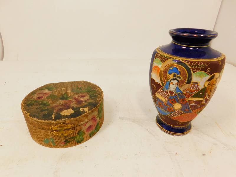 lot 53 image: Oriental Vase And Floral  Designed Container