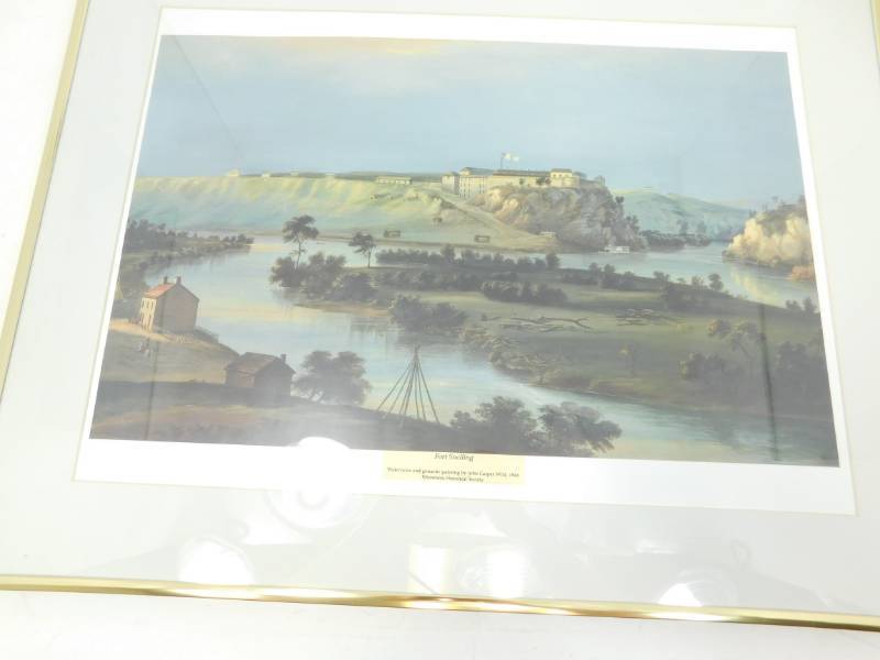 lot 135 image: Framed & Matted Fort Snelling Watercolor and Gouache Painting By Casper Wild--1844