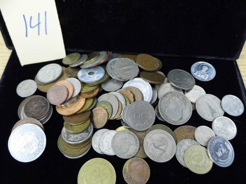 lot 141 image: 100 Assorted Foreign Coins