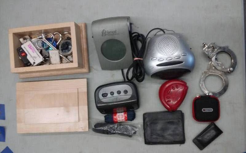lot 39 image: Wood Stash Box With Lid, Alarm Clocks, Misc