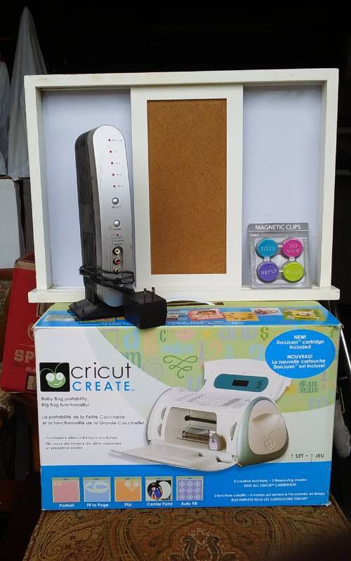 lot 42 image: Cricut Paper Crafting Machine With Tool Kit & Cartridge, Magnetic Bulletin Board With Magnets, 4-In-1 Gaming Multi Plug