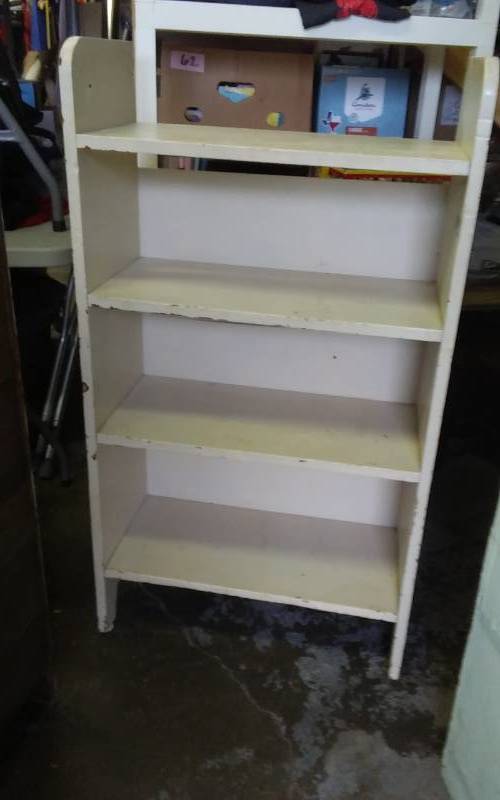 lot 48 image: Vintage Painted Wood Book Shelf 26x12x46