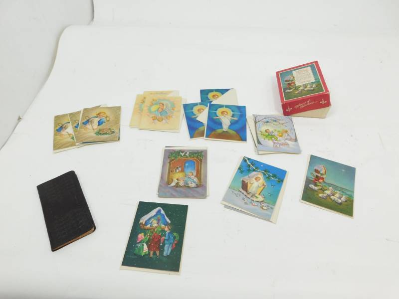 lot 63 image: Antique Tidings Of Christmas Cards by EVE ROCKWELL  & A 908 Daily Planner