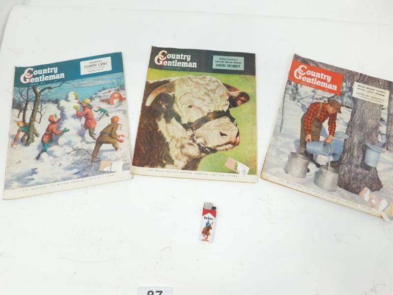 lot 87 image: Vintage Three Country Gentleman Magazines & A Marlboro Lighter
