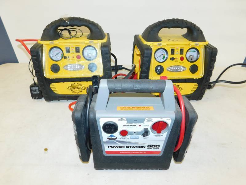 lot 95 image: Three Battery Chargers--Air Compressors--Jumpstarters