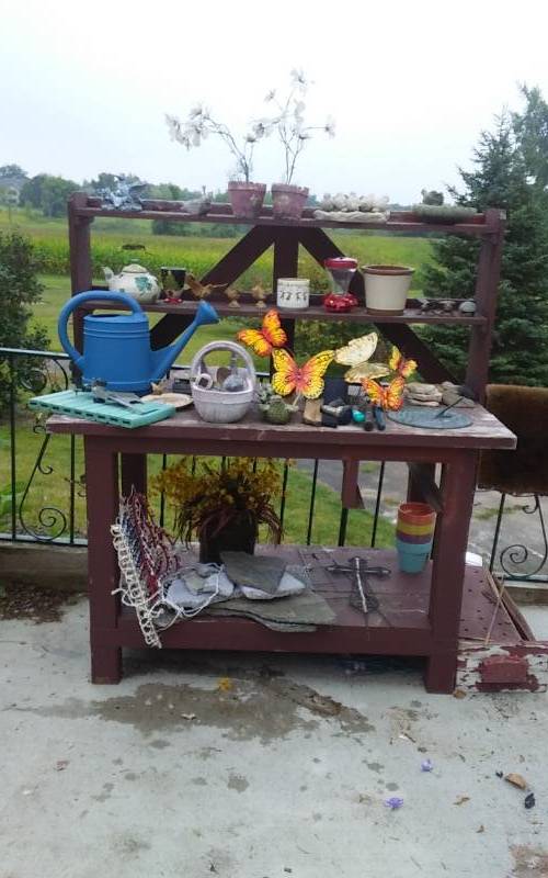 lot 63 image: Gardeners Bench & All Related 56x27x60 & Sundial