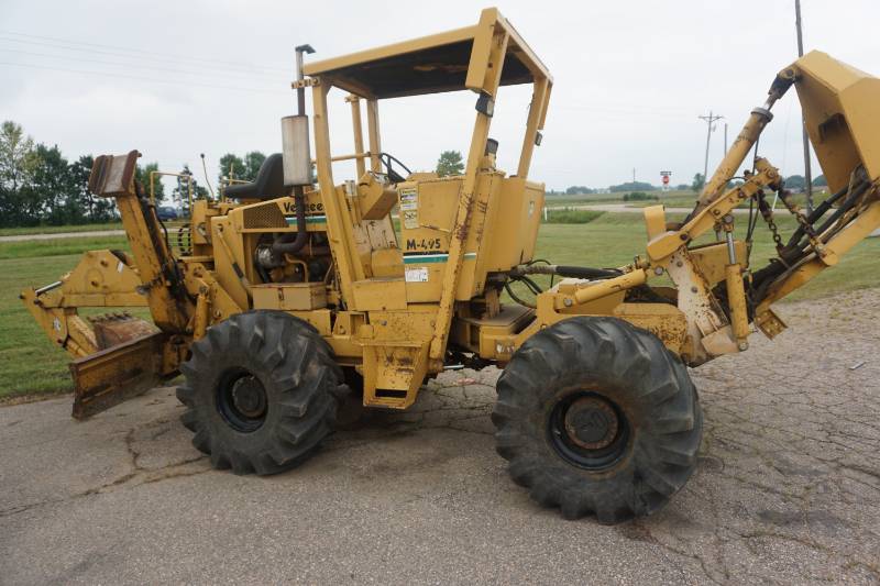 1992 Vermeer Model M495 Cable Plow With Front Back Hoe Attachment