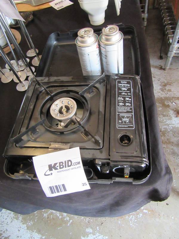 lot 25 image: HERCULES, Table top, Portable Stove with cans of gas