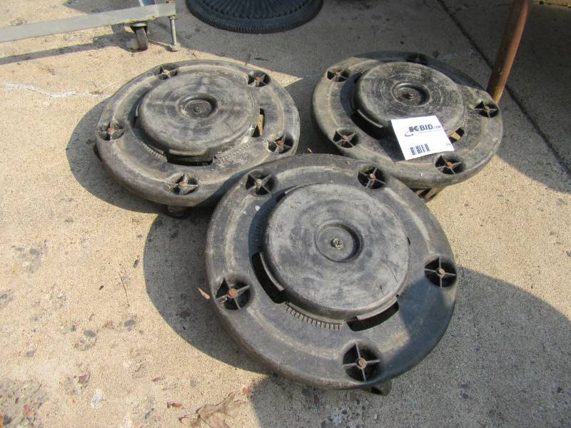 lot 79 image: 3, garbage barrell rolling carts.. For large drum