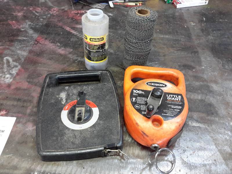lot 194 image: Chalk Line, Measuring tape, and Rope