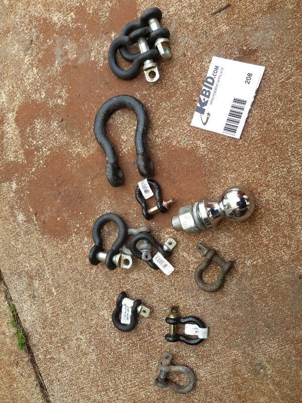 lot 208 image: Lot of U Trailer Bolts, 1 Ball Hitch
