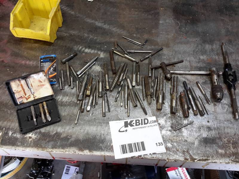 lot 135 image: Lot of Drill Bits, Pipe Taps, and More