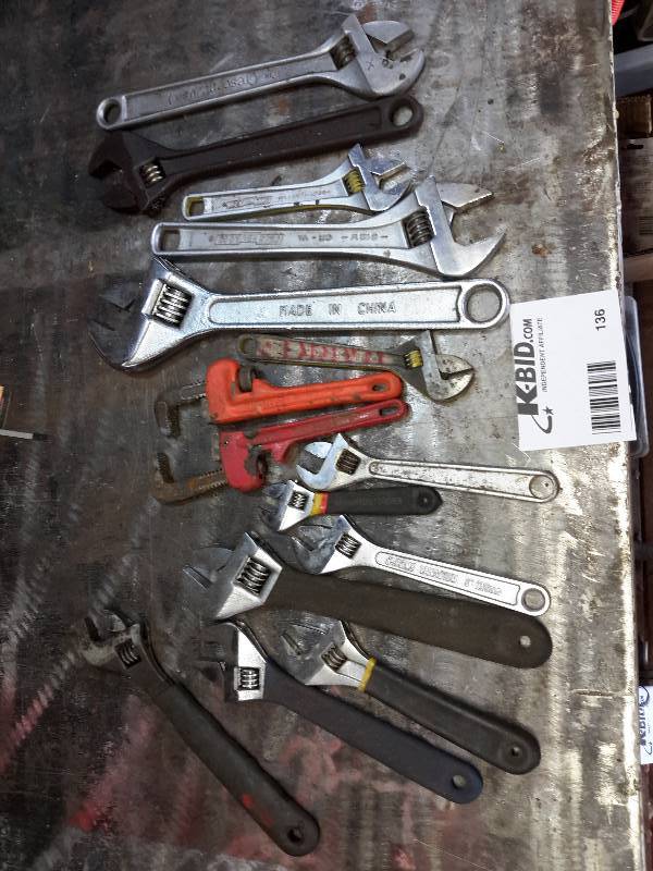 lot 136 image: Lot of Adjustable Wrenches
