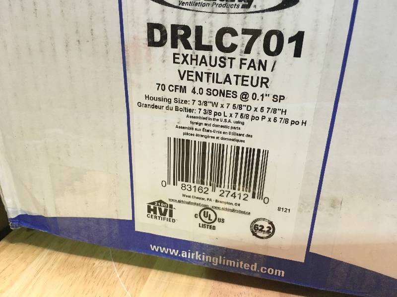 Air King Decorative Bronze 70 CFM Ceiling Bathroom Exhaust Fan with Light open box not used