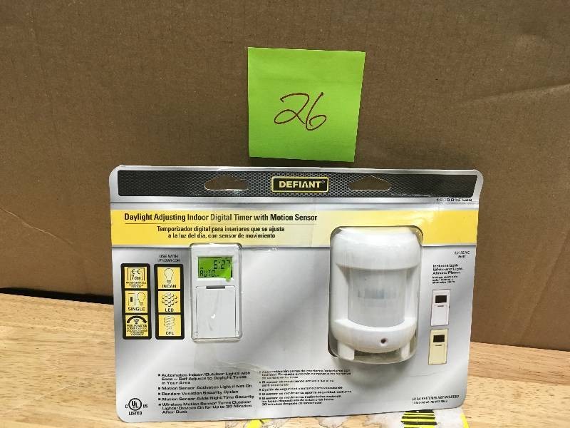 Defiant Day Light Adjusting Indoor Digital Timer with Motion Sensor new