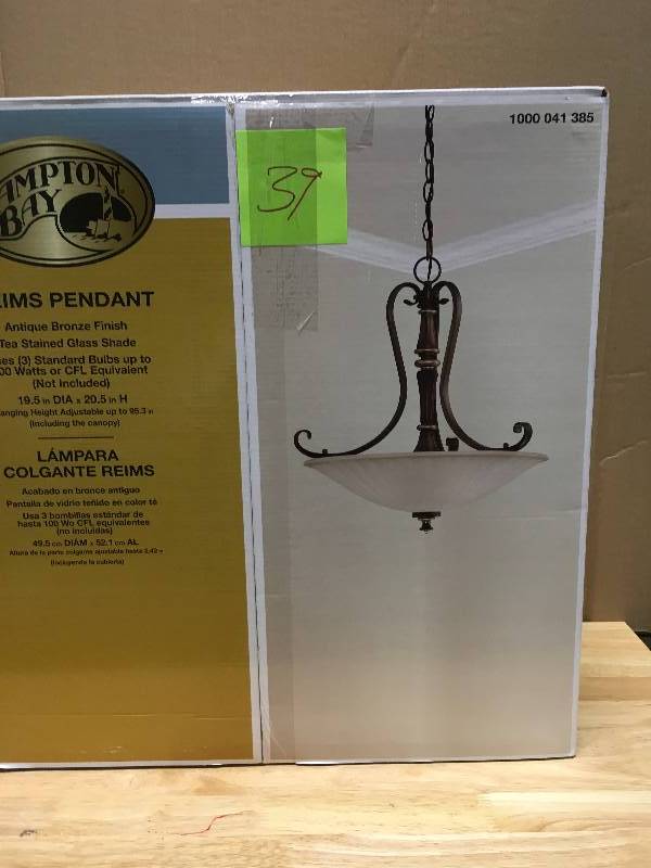 HAMPTON BAY REIMS 3 LIGHT BERRE WALNUT PENDANT New